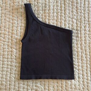 Nikibiki Black One-Shoulder Ribbed Tank